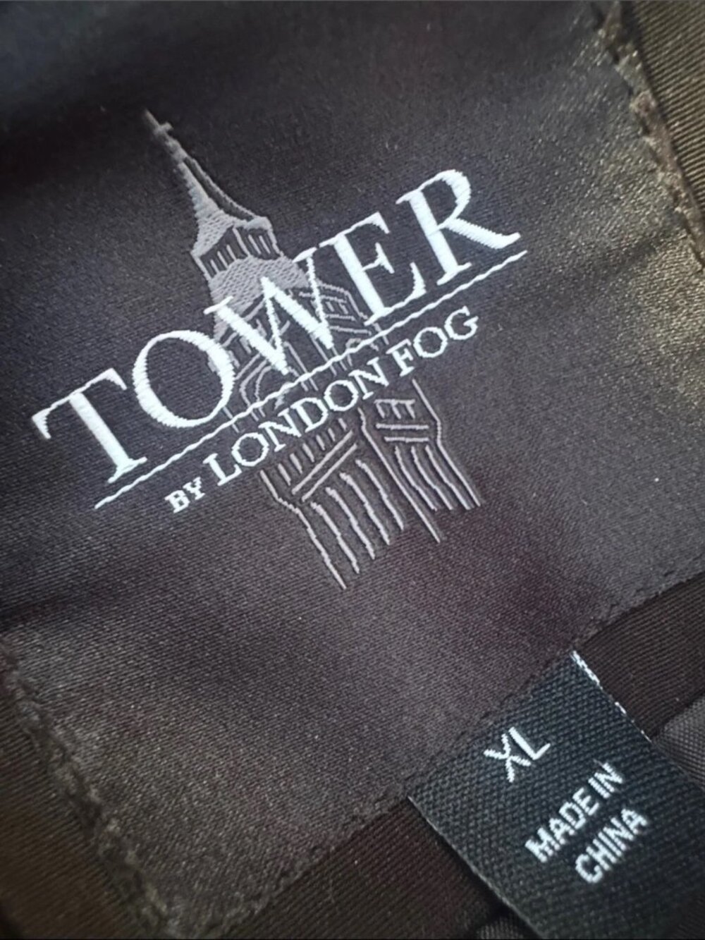 TOWER by London Fog Black Hooded Trench Coat Jacket XL - Picture 3 of 6